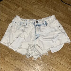 Tinsel Town White Distressed Jean Shorts